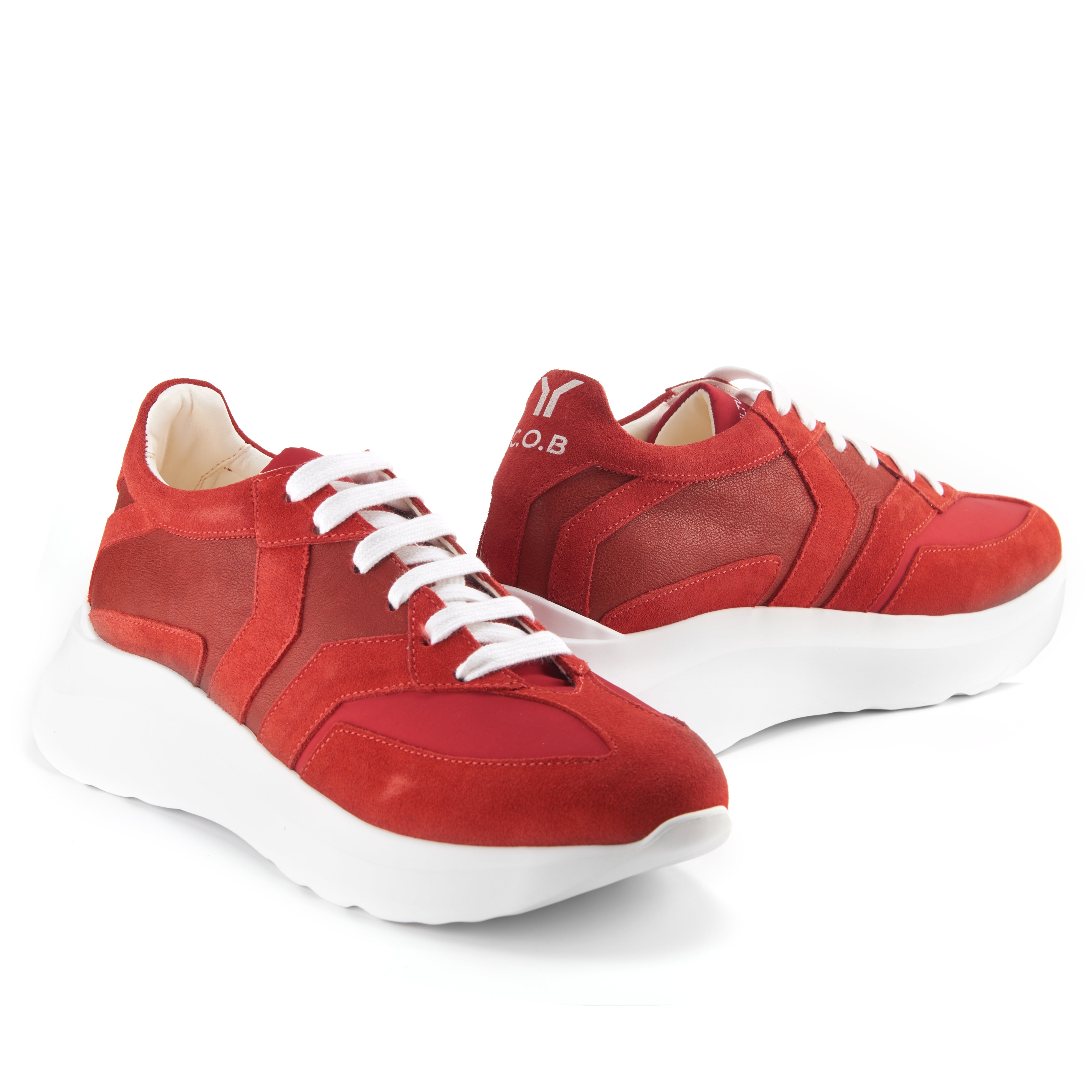 Red Plain Color Lace Up Punk Rock Sneakers Mens Shoes